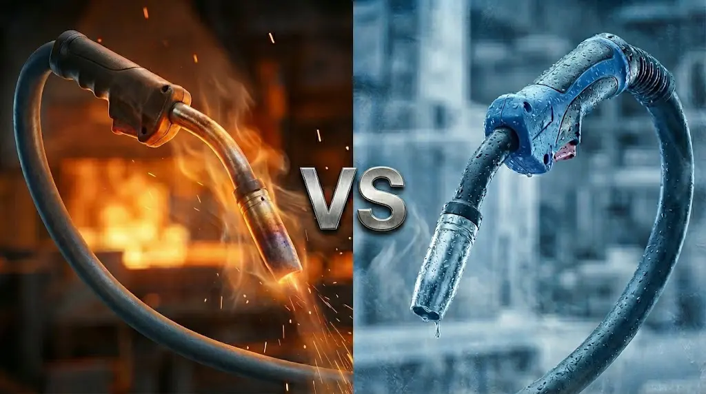 松下气冷和欧式水冷焊枪对比图